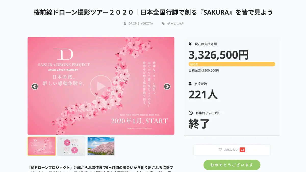 クラウドファンディング600%達成！ご支援ありがとうございました！